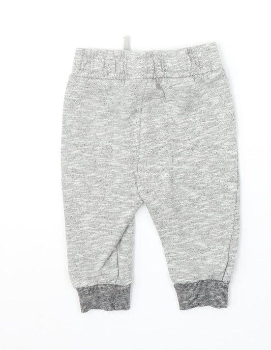 Nutmeg Boys Grey Geometric Cotton Jogger Trousers Size 6-9 Months Pullover