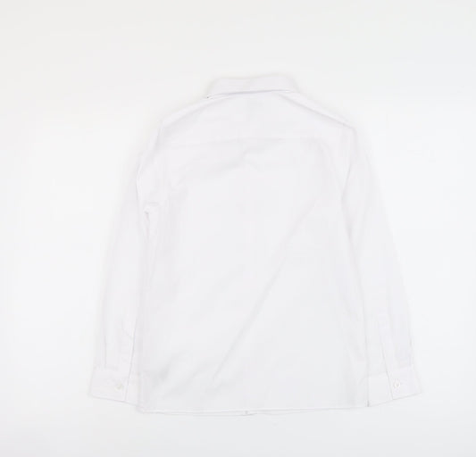 Marks and Spencer Boys White Polyester Basic Button-Up Size 10-11 Years Collared Button