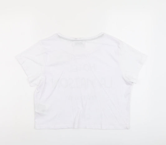 Brave Soul Womens White Cotton Basic T-Shirt Size L Round Neck - Hotel La Maison