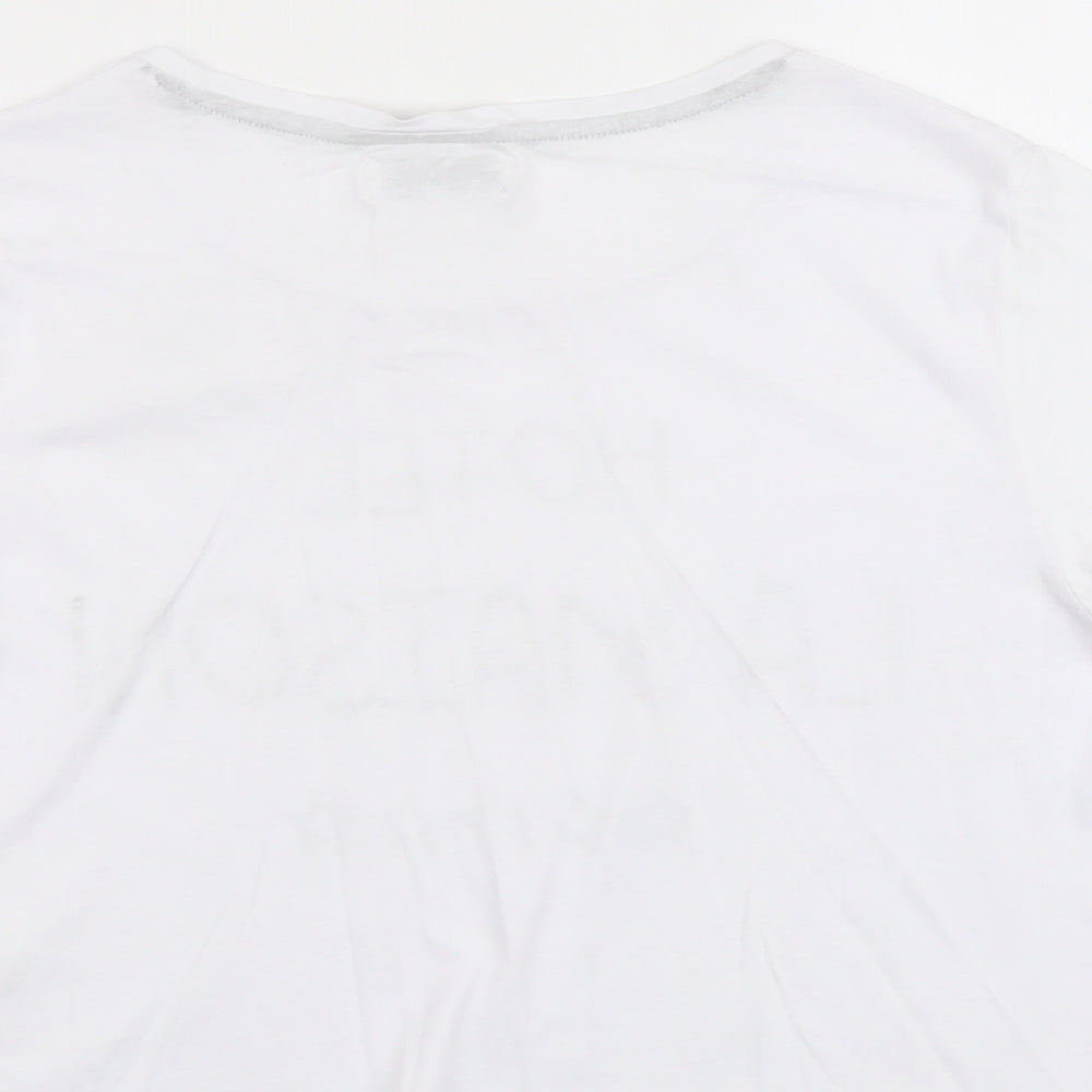 Brave Soul Womens White Cotton Basic T-Shirt Size L Round Neck - Hotel La Maison