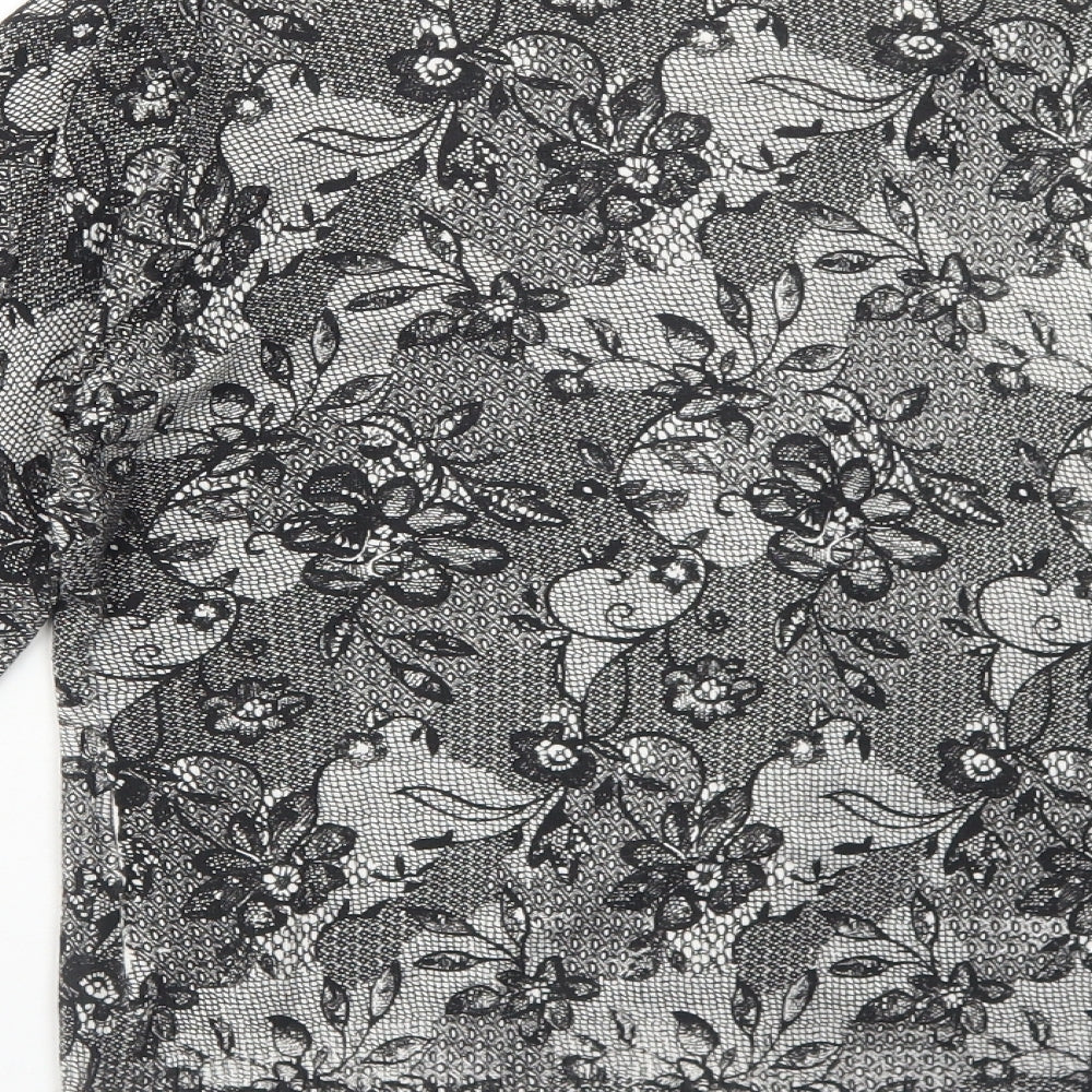 Lakeland Womens Black Scoop Neck Floral Viscose Cardigan Jumper Size 16