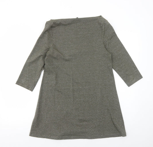 Topshop Womens Green Modal A-Line Size 12 Boat Neck Pullover