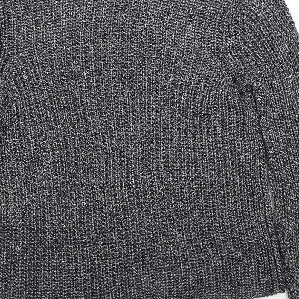 Marks and Spencer Womens Grey Boat Neck Acrylic Pullover Jumper Size 14