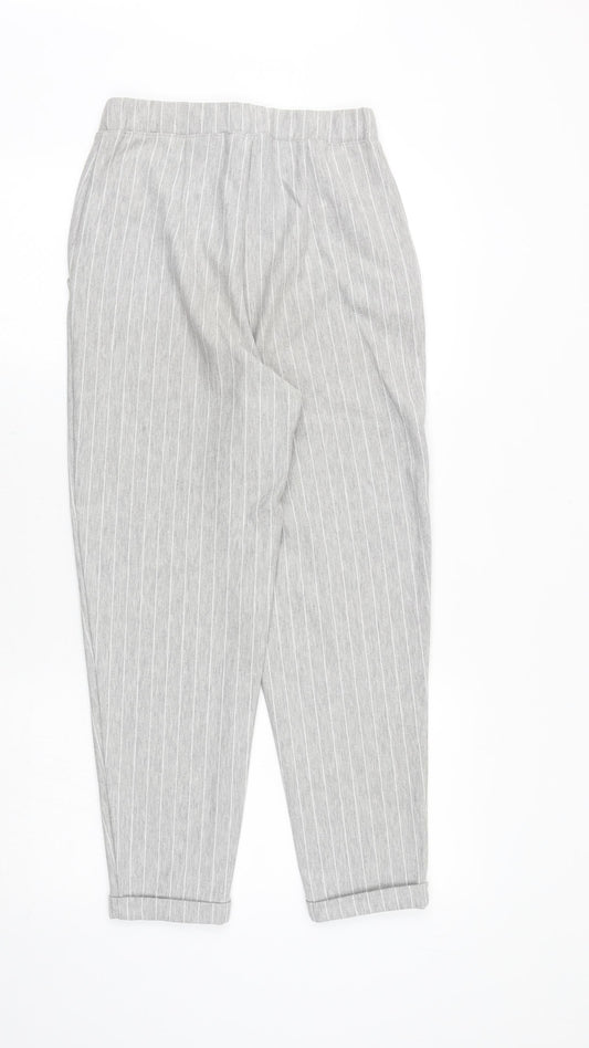 H&M Womens Grey Striped Polyester Chino Trousers Size XS Regular