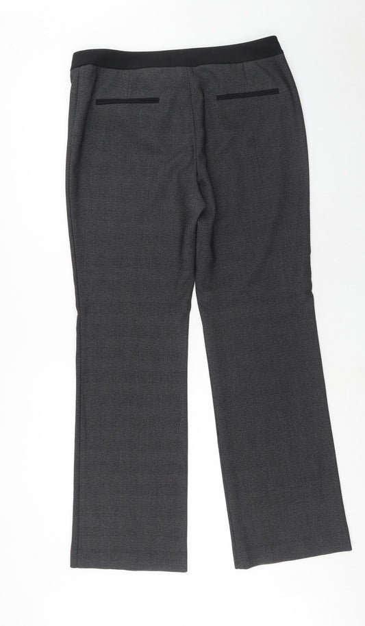 NEXT Womens Grey Plaid Polyester Trousers Size 38 in Regular Hook & Eye