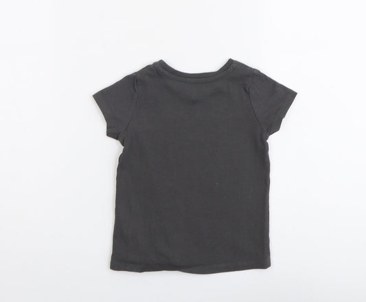 Nutmeg Girls Grey Cotton Basic T-Shirt Size 2 Years Round Neck Pullover - Grandad I'll Always Look Up To You