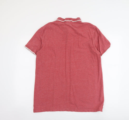 Nutmeg Mens Pink Cotton Polo Size L Collared Button