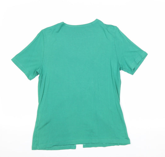 Womens UK Size 10 Olsen Green Viscose T-Shirt