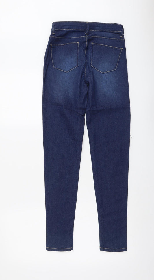 Denim & Co. Womens Blue Cotton Skinny Jeans Size 6 L29 in Regular Button
