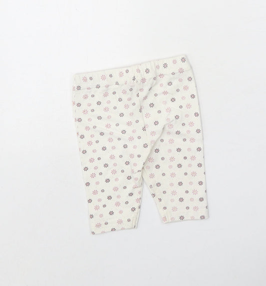 Minoti Girls White Geometric Cotton Capri Leggings Size 6-9 Months Pullover