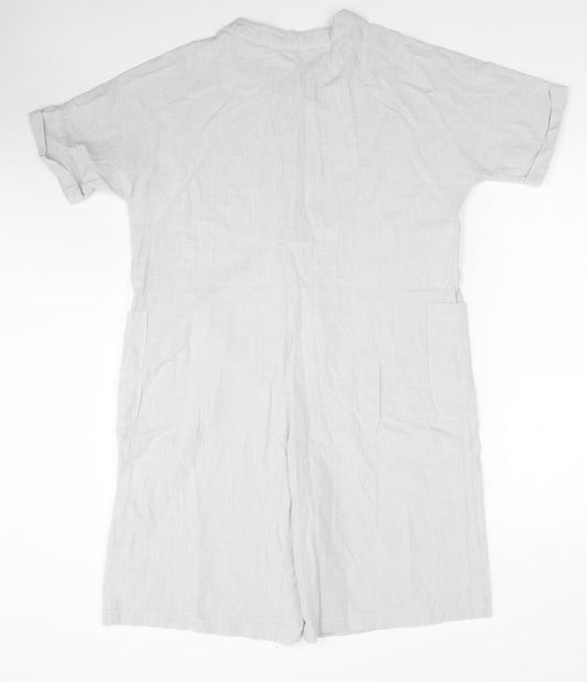 MissLook Womens Grey Cotton Romper One-Piece Size S Button
