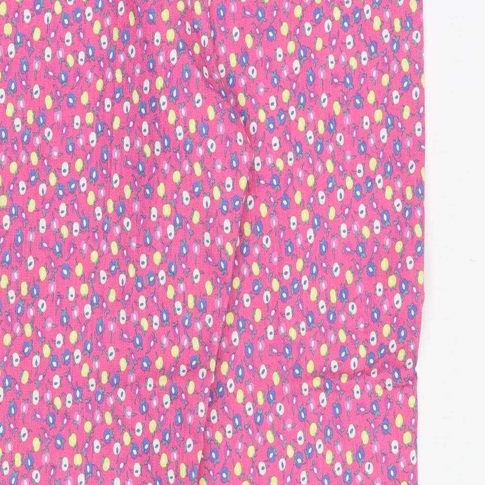 French Kiss Womens Pink Floral Polyester Trousers Size 36 in Regular Zip