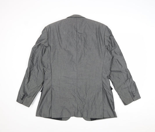 Preworn Mens Grey Polyester Jacket Suit Jacket Size 42 Regular
