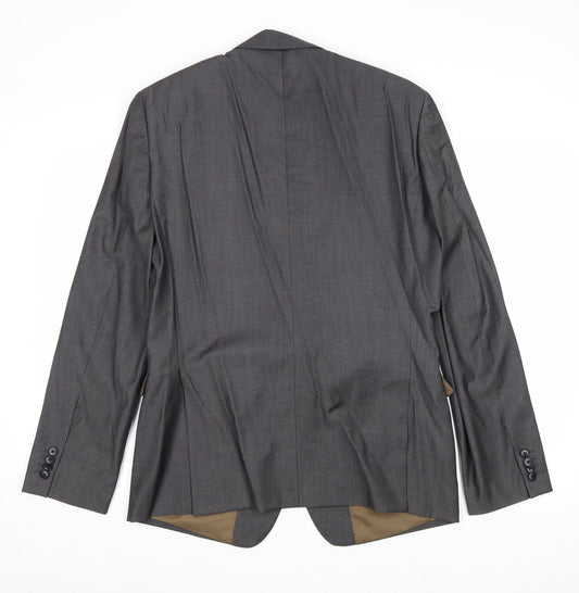 Woolmark Mens Grey Polyester Jacket Suit Jacket Size 40 Regular