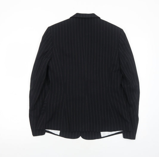 Marks and Spencer Womens Black Striped Polyester Jacket Suit Jacket Size 12