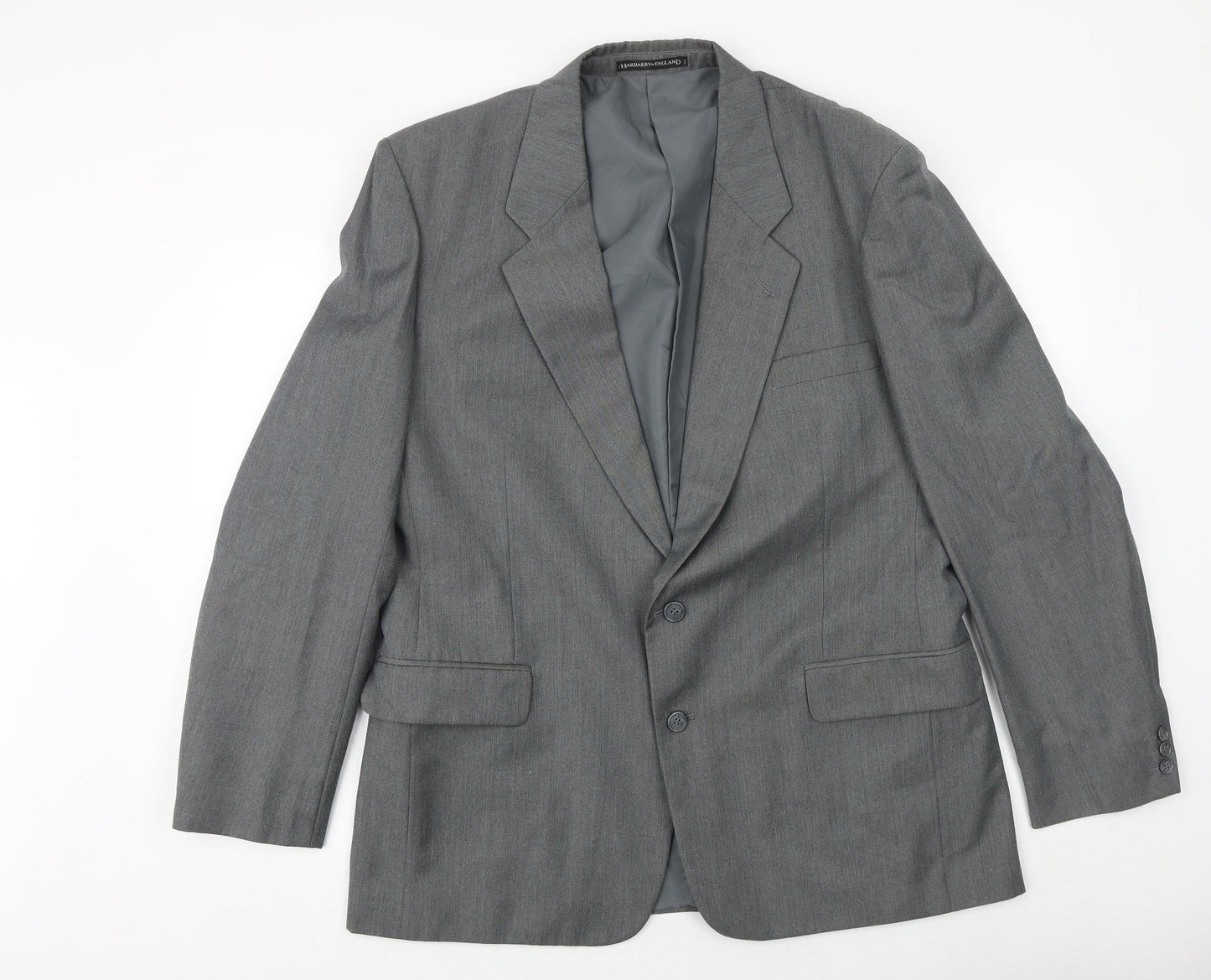 Harbarry of England Mens Grey Polyester Jacket Suit Jacket Size 44 Regular