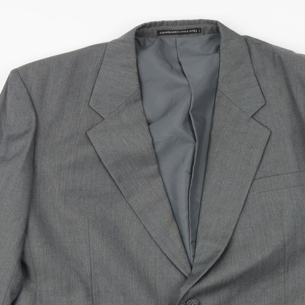 Harbarry of England Mens Grey Polyester Jacket Suit Jacket Size 44 Regular