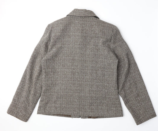 EWM Womens Brown Geometric Jacket Size 10 Zip
