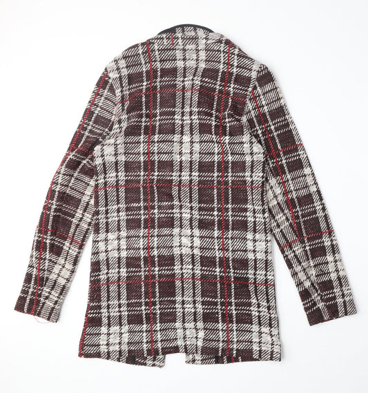 New Look Womens Brown Plaid Overcoat Coat Size 8