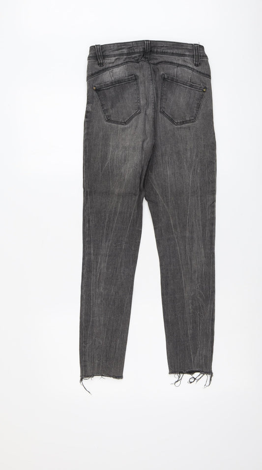 Denim & Co. Womens Grey Cotton Skinny Jeans Size 8 L25 in Regular Button