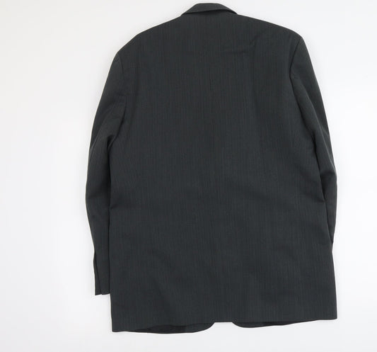 Reve Mens Grey Striped Polyester Jacket Suit Jacket Size L Regular