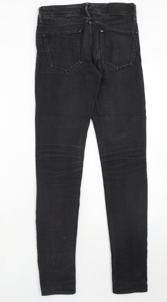 Preworn Womens Black Herringbone Cotton Skinny Jeans Size 27 in L32 in Regular Zip