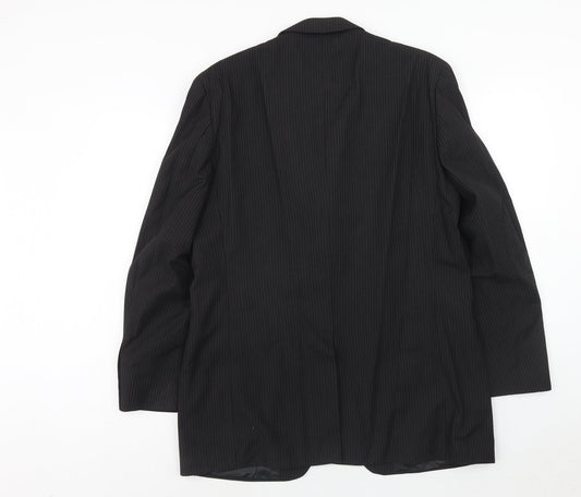 Gibson Mens Black Striped Polyester Jacket Suit Jacket Size 40 Regular