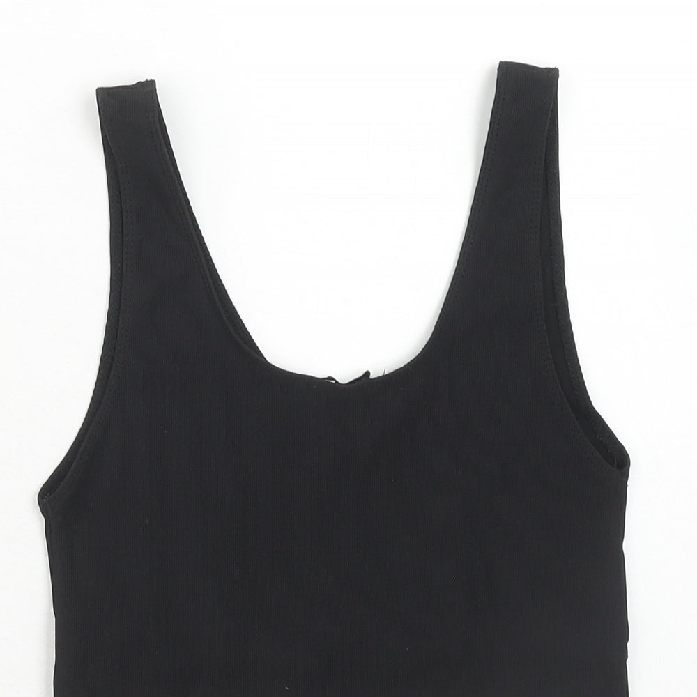 Stradivarius Womens Black Polyester Cropped Tank Size S Scoop Neck