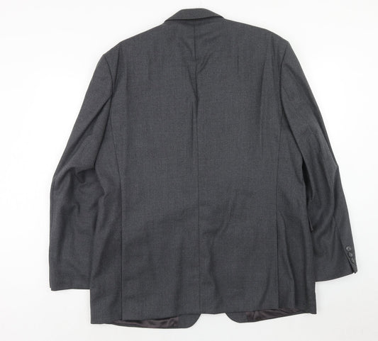 Label Mens Grey Polyacrylate Fibre Jacket Suit Jacket Size 44 Regular