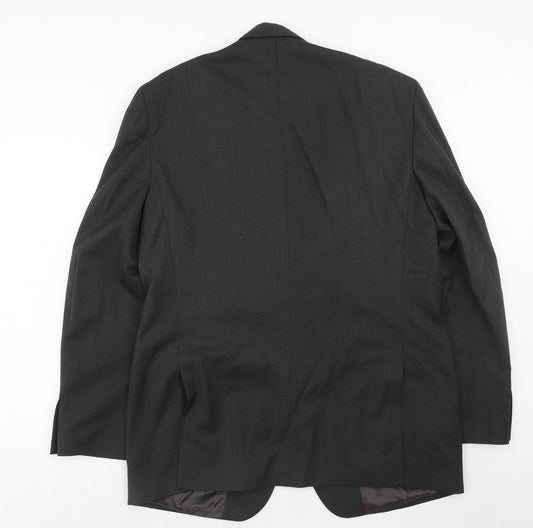 James Barry Mens Grey Striped Polyester Jacket Suit Jacket Size 44 Regular
