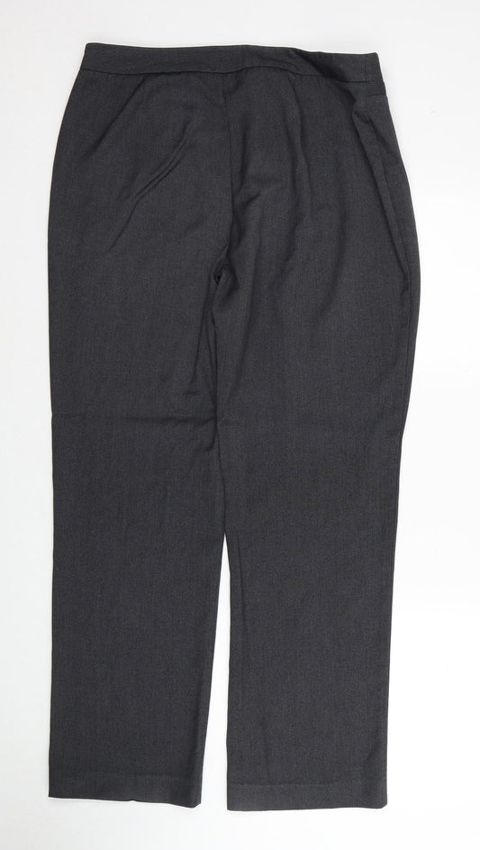 Papaya Womens Grey Polyester Trousers Size 14 Regular Zip