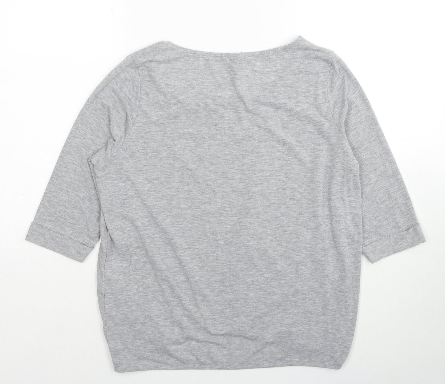 VERO MODA Womens Grey Polyester Basic T-Shirt Size S Scoop Neck