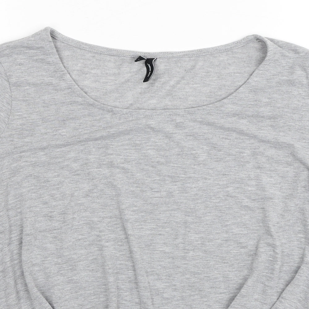 VERO MODA Womens Grey Polyester Basic T-Shirt Size S Scoop Neck