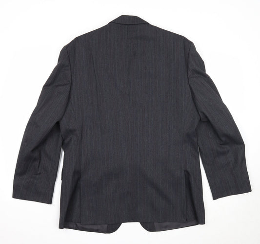 Pin Stripe Mens Black Striped Polyester Jacket Suit Jacket Size 42 Regular