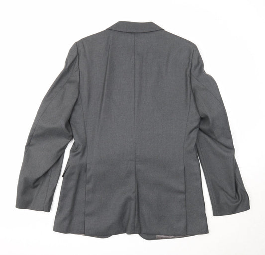 Preworn Mens Grey Polyester Jacket Suit Jacket Size 38 Regular