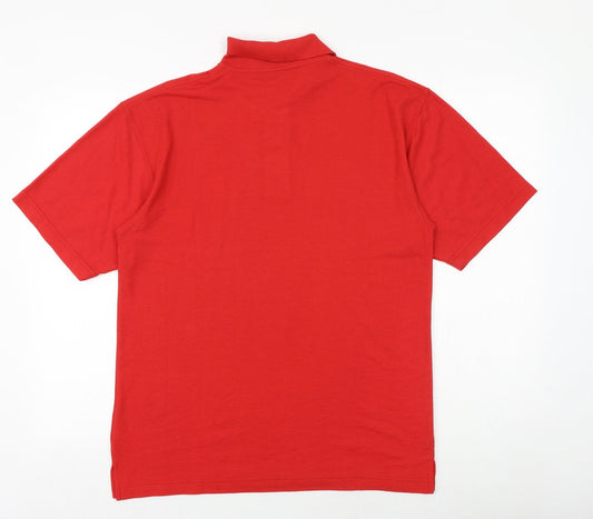James Jordan Mens Red Cotton Polo Size M Collared Button