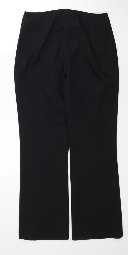 BHS Womens Black Polyester Trousers Size 10 Regular Zip