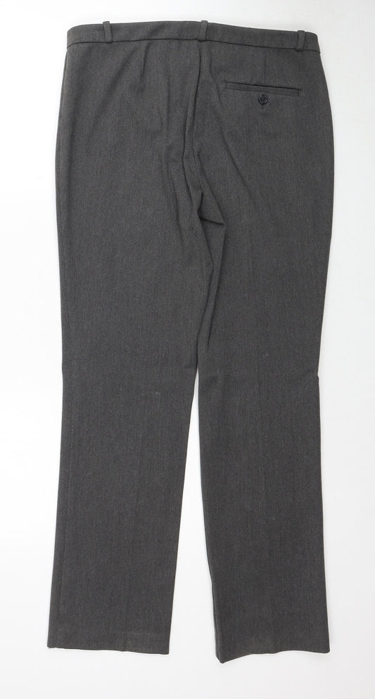 Marks and Spencer Womens Grey Polyester Trousers Size 12 Regular Zip