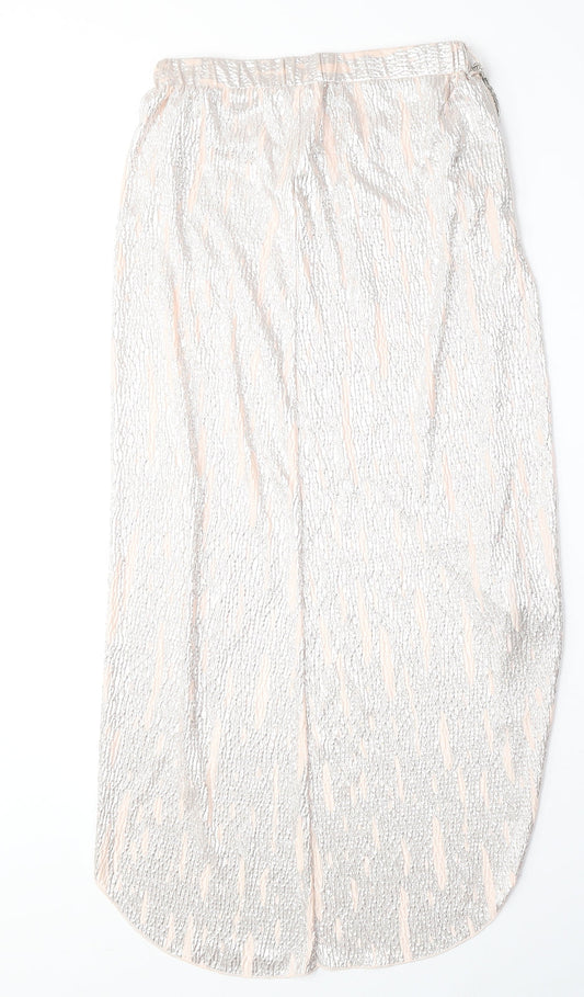 River Island Womens Pink Herringbone Polyester A-Line Skirt Size 8 - Chain Belt Included