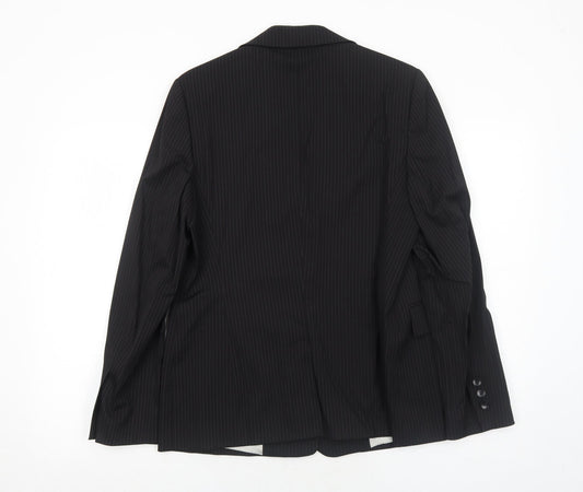 Dinomoda Womens Black Striped Wool Jacket Suit Jacket Size 10