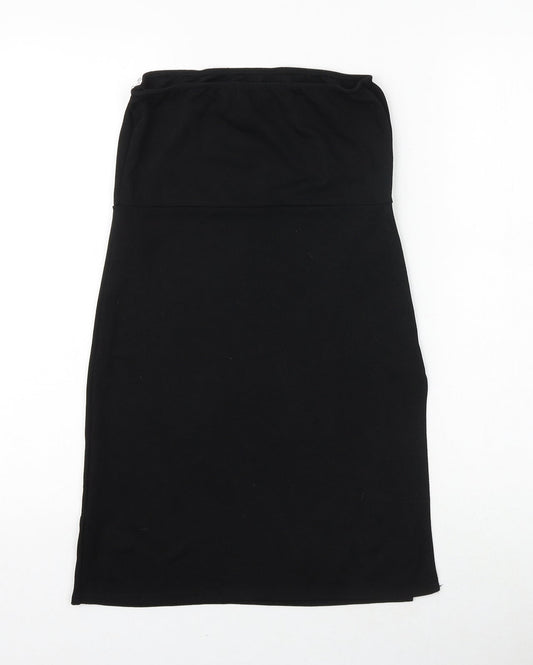PRETTYLITTLETHING Womens Black Polyester Tank Dress Size 10 Square Neck Pullover
