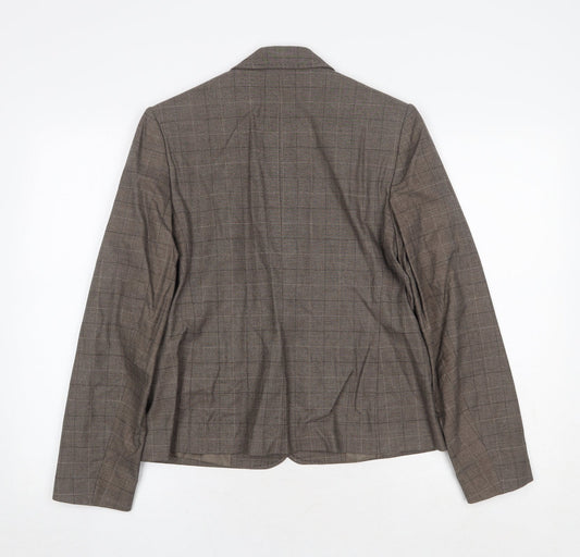 AMARANTO Womens Brown Plaid Viscose Jacket Suit Jacket Size 14