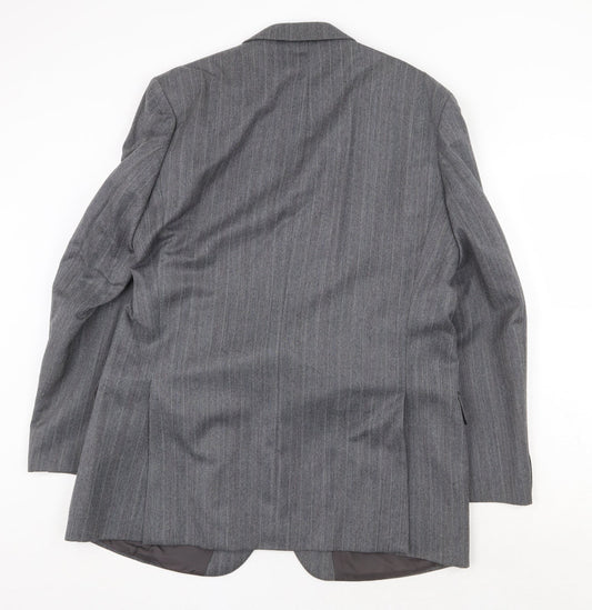 St Michael Mens Grey Striped Polyester Jacket Suit Jacket Size 44 Regular