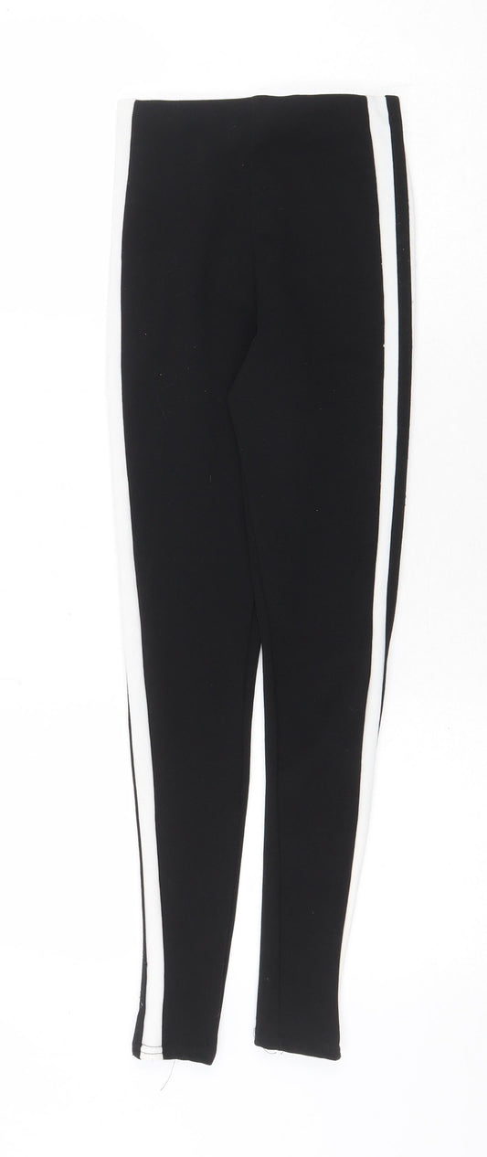 PRETTYLITTLETHING Womens Black Polyester Jogger Leggings Size 4