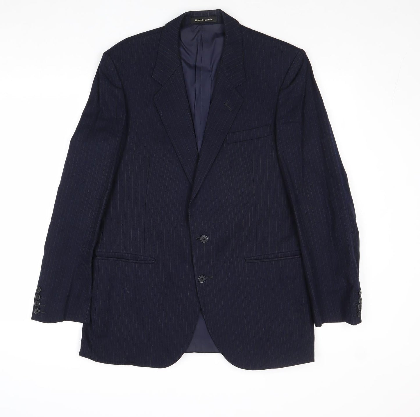 Dunn & Co Mens Blue Striped Wool Jacket Suit Jacket Size 40 Regular