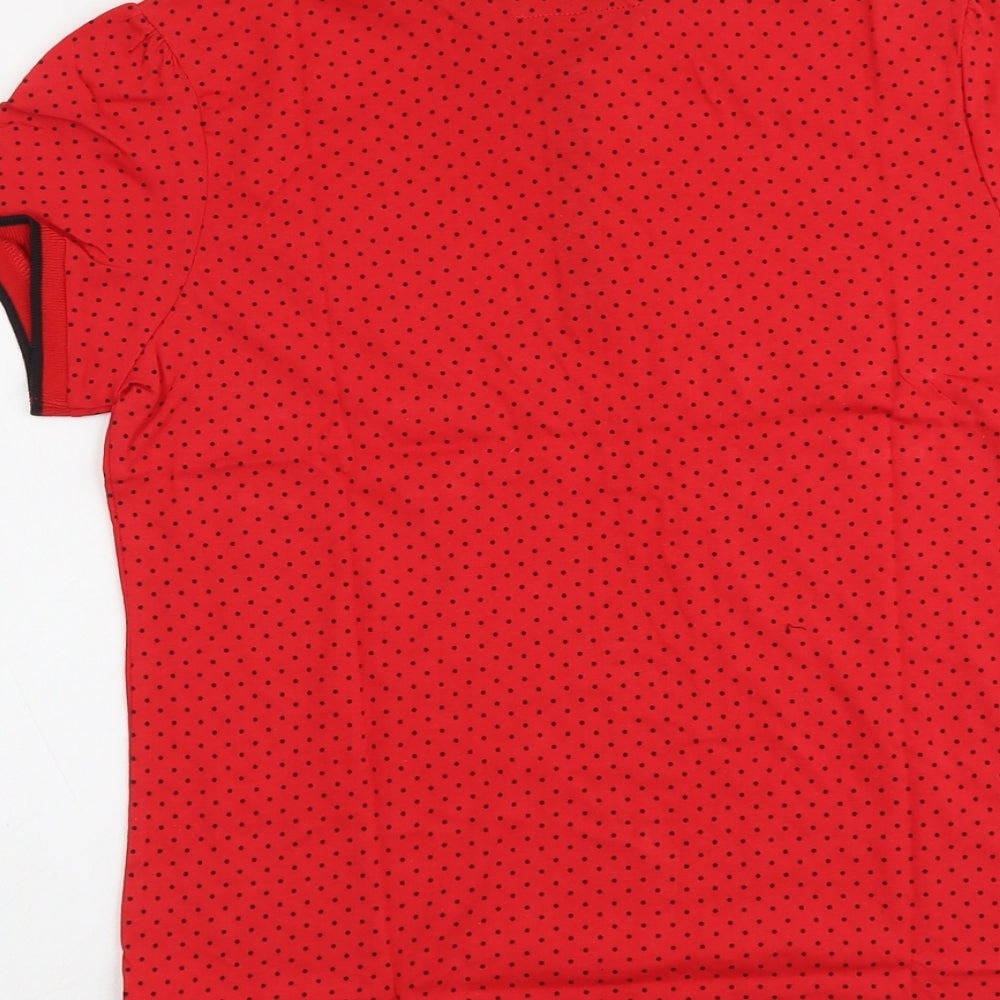 Cardiff City FC Womens Red Polka Dot Cotton Basic Polo Size L Collared - Cardiff City FC