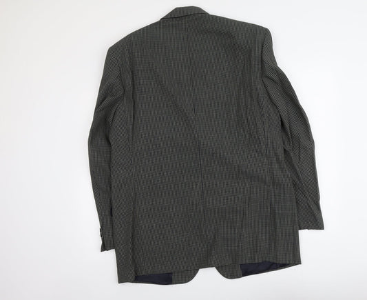 Marks and Spencer Mens Blue Geometric Wool Jacket Suit Jacket Size L Regular