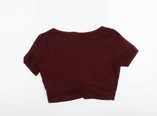 Womens UK Size XL Pull&Bear Red Viscose T-Shirt