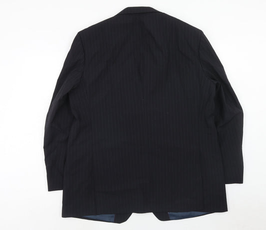 Marks and Spencer Mens Blue Striped Wool Jacket Suit Jacket Size 46 Regular