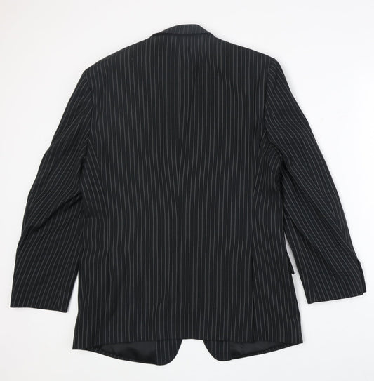 Charlton Gray Mens Black Striped Polyester Jacket Suit Jacket Size 40 Regular